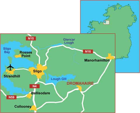 map of location of Sligo Airport Co Sligo Ireland